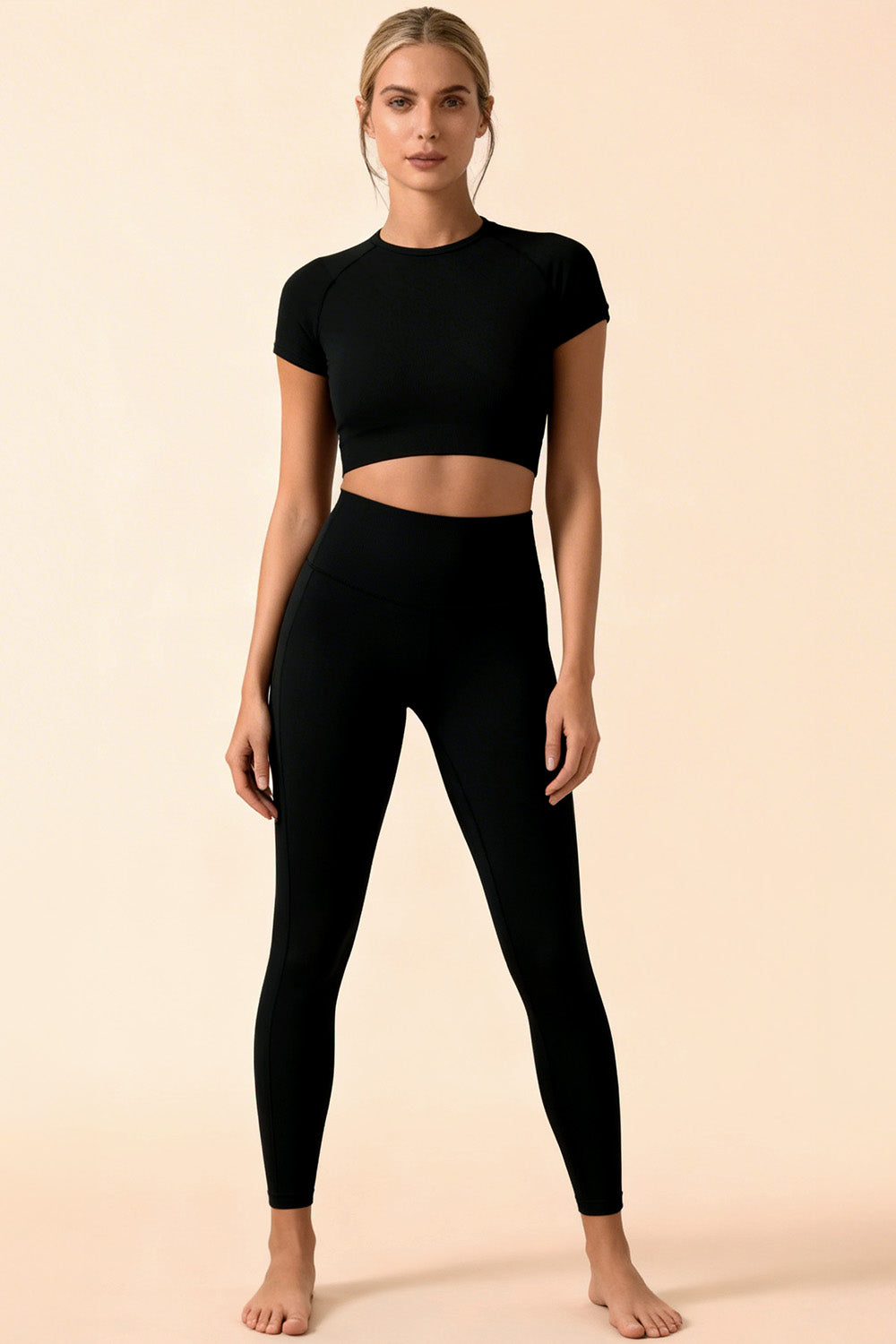 FlexRaglan™ Seamless Crop Top Black